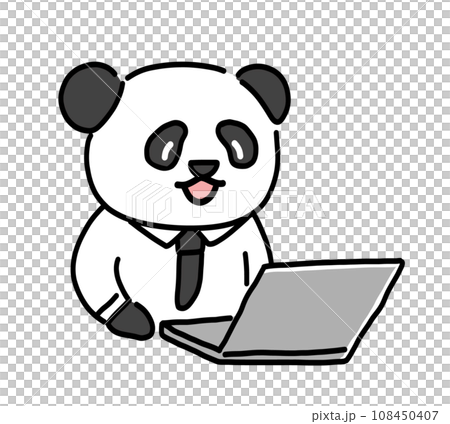 使用電腦工作熊貓角色 使用電腦工作熊貓角色 108450407