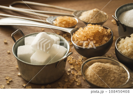 色々な種類の砂糖 お砂糖の写真素材 色々な種類の砂糖 お砂糖の写真素材 108450408