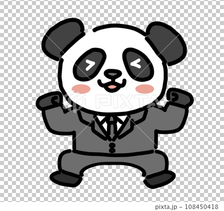 笑顔でガッツポーズをする働くパンダのキャラクター 笑顔でガッツポーズをする働くパンダのキャラクター 108450418