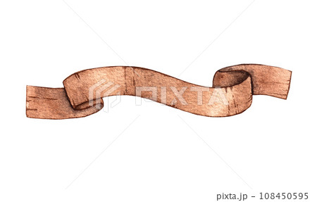 Watercolor brown ribbon for title on white background 108450595