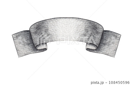 Watercolor gray ribbon for title on white background 108450596