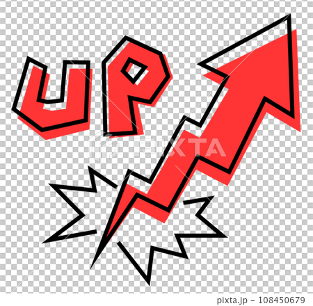 Illustration of an arrow and letters surging upward 108450679