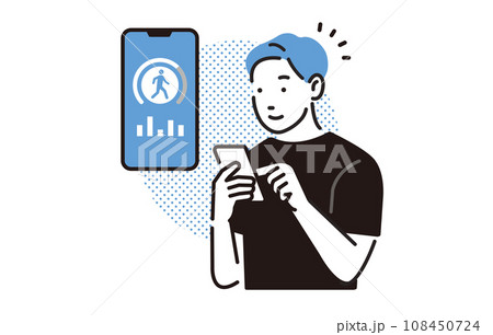 人物 スマホで健康管理をする男性 108450724