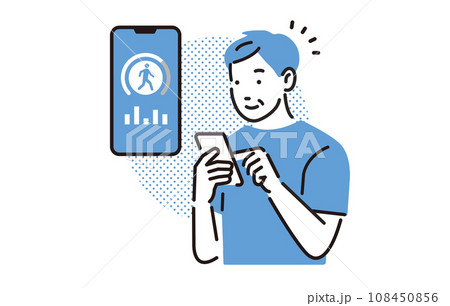 人物 スマホで健康管理をするシニア男性 108450856