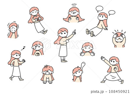 いろんなポーズと表情セット 108450921