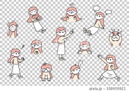いろんなポーズと表情セット 108450921
