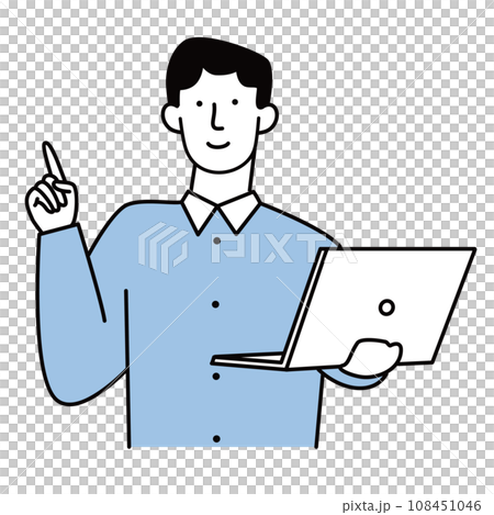 Illustration material of a male office worker with a computer Illustration material of a male office worker with a computer 108451046