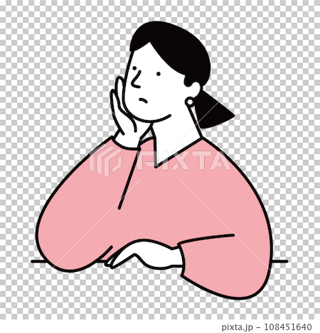 Illustration material of a woman thinking Illustration material of a woman thinking 108451640
