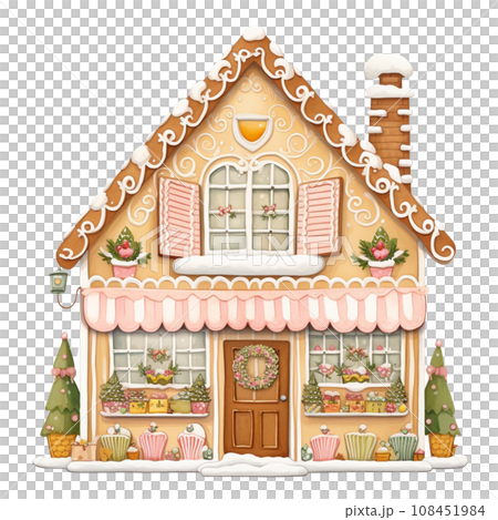 Sweet dessert gingerbread cookie on winter and Christmas festival isolation on white background 108451984