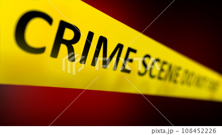 Close up a yellow crime scene tape with the words CRIME SCENE DO NOT CROSS written on it. Shallow depth of field. Close up a yellow crime scene tape with the words CRIME SCENE DO NOT CROSS written on it. Shallow depth of field. 108452226