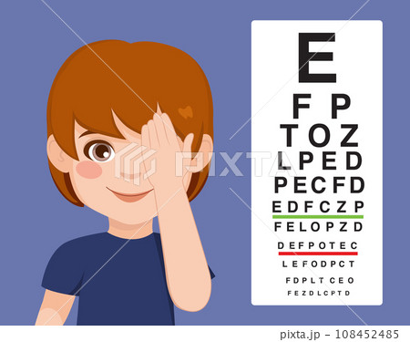 Boy Covering Eye Vision Test 108452485