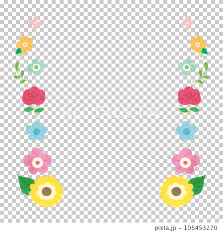 watercolor style colorful flower frame 108453270
