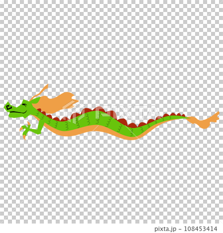 笑っている日本の龍の横向きベクターイラスト 笑っている日本の龍の横向きベクターイラスト 108453414