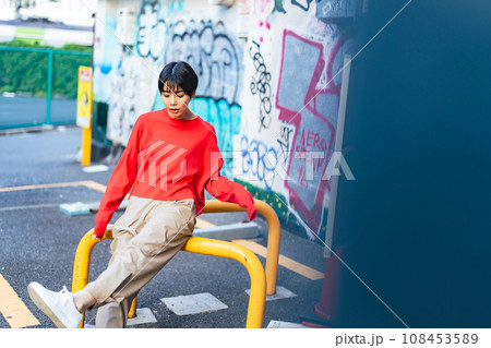 女性のファッションポートレート　ストリートスナップ 108453589