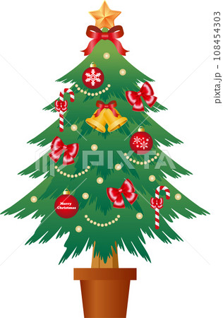 クリスマスツリーのイラスト素材　シンプル　フラット　ベクター 108454303