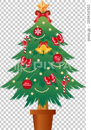 クリスマスツリーのイラスト素材　シンプル　フラット　ベクター 108454303