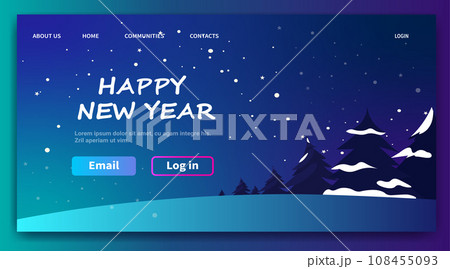 christmas eve holiday happy new year celebration template snowy fir trees night dark sky with snowflakes horizontal copy space christmas eve holiday happy new year celebration template snowy fir trees night dark sky with snowflakes horizontal copy space 108455093