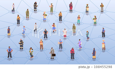 set different occupation people diverse workers of various professions and specialists standing together happy labor day celebration 108455298