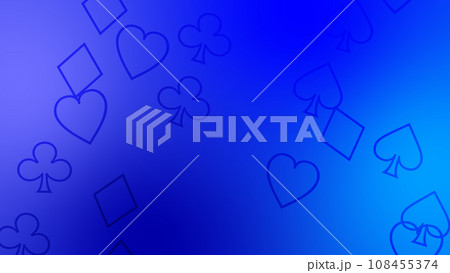 トランプマークがレイアウトされた背景素材【青系ツートンカラー】 トランプマークがレイアウトされた背景素材【青系ツートンカラー】 108455374