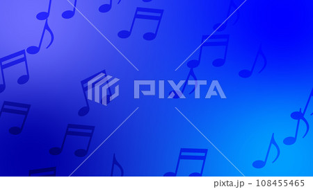 音符がレイアウトされた背景素材【青系ツートンカラー】 音符がレイアウトされた背景素材【青系ツートンカラー】 108455465