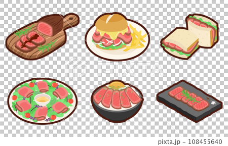 使用烤牛肉的簡單插畫素材集 108455640