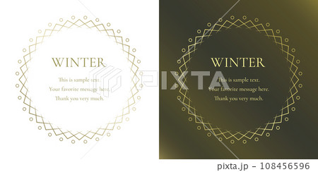 素材_フレームのセット_雪の結晶と光をモチーフにした冬の飾り枠。金色の高級感のある囲みのデザイン 素材_フレームのセット_雪の結晶と光をモチーフにした冬の飾り枠。金色の高級感のある囲みのデザイン 108456596
