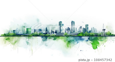 Green city ecosystem concept, Friendly environmental landscape background. generative ai 108457342