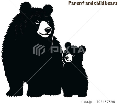 可愛い熊の親子のシンプルイラスト 可愛い熊の親子のシンプルイラスト 108457590