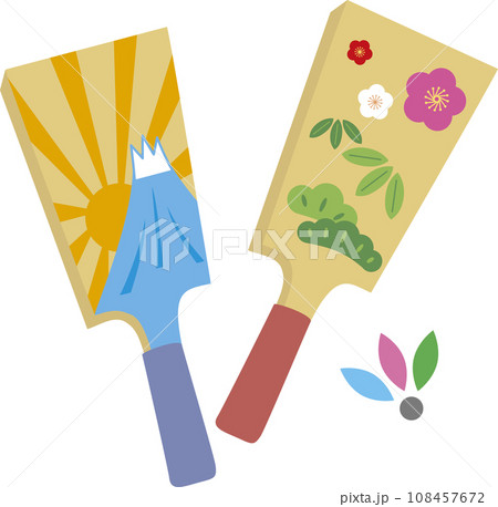 縁起物が描かれた羽子板のイラスト 108457672