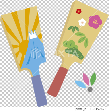 縁起物が描かれた羽子板のイラスト 108457672