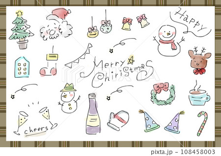 かわいい手描きの水彩イラスト素材~xmas ver. 108458003