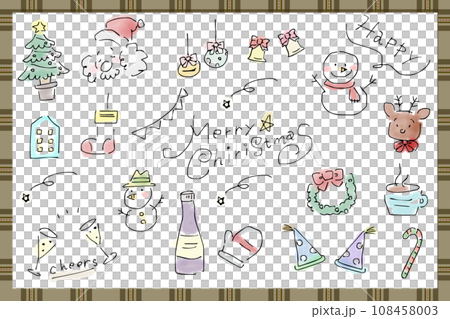 かわいい手描きの水彩イラスト素材~xmas ver. 108458003