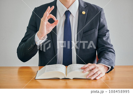 法律相談を受けてアドバイスをする男性弁護士 108458995