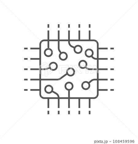 Processor icon, CPU, GPU, chip. Technology computer chip icon in line style. Editable Stroke. EPS 10 Processor icon, CPU, GPU, chip. Technology computer chip icon in line style. Editable Stroke. EPS 10 108459596