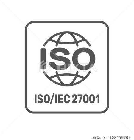 ISO 27001 2013 standard certified - Information security management. ISO 27001 sign. EPS 10. 108459708