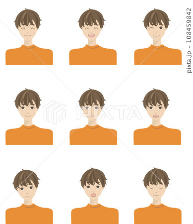 色々な表情をした男性のイラストセット1 色々な表情をした男性のイラストセット1 108459842