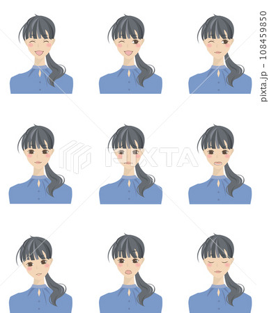 色々な表情をした女性のイラストセット5 色々な表情をした女性のイラストセット5 108459850