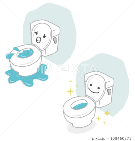 トイレ水漏れのメンテナンス修理のイラスト トイレ水漏れのメンテナンス修理のイラスト 108460273