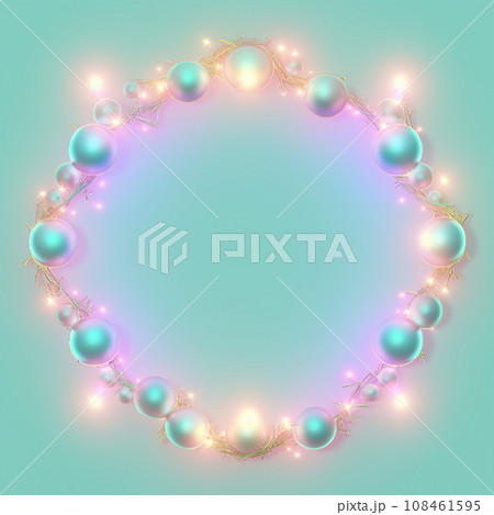 ロマンチックな紫と緑のクリスマスフレーム　AI画像 108461595