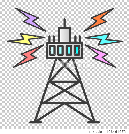 通信機器の中継局となる電波塔のイラスト 通信機器の中継局となる電波塔のイラスト 108461673