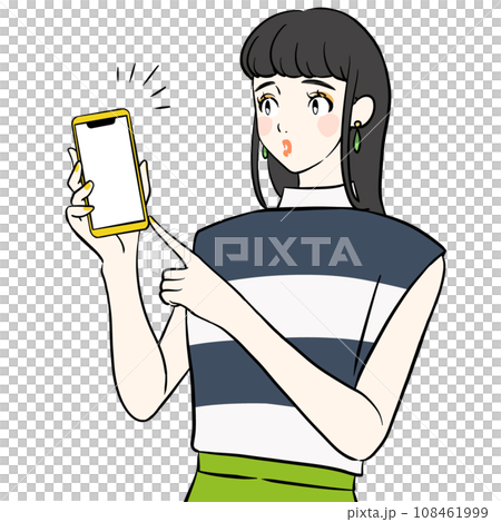 顯示智能手機屏幕的婦女 顯示智能手機屏幕的婦女 108461999