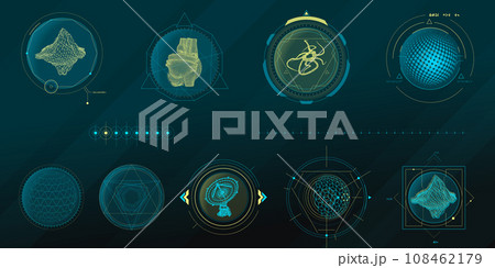 Circular vector infographic elements for sci-fi interface. Circular vector infographic elements for sci-fi interface. 108462179