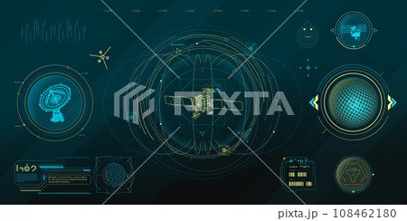 Vector data elements for sci-fi interface infographics. 108462180