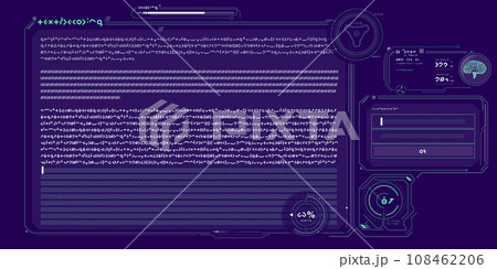 Futuristic HUD interface for processing server data. Futuristic HUD interface for processing server data. 108462206