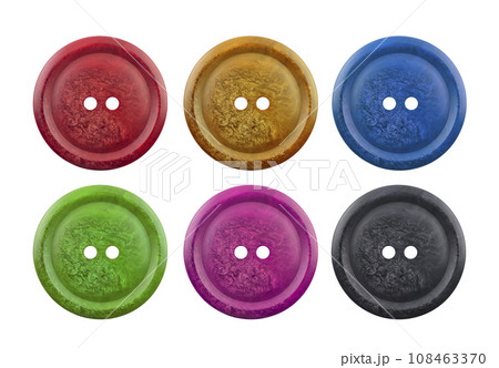 Group of colorful sewing clothing buttons isolated on white background Group of colorful sewing clothing buttons isolated on white background 108463370