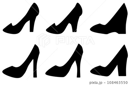 女性用の靴でハイヒールのシルエット 108463550