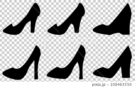 女性用の靴でハイヒールのシルエット 108463550