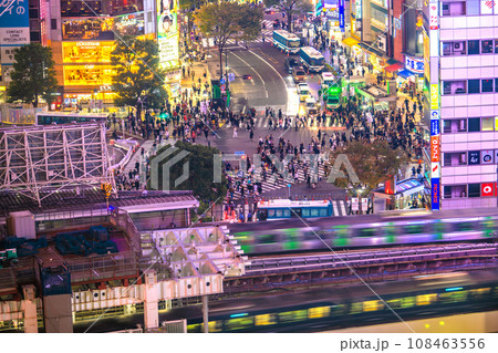 日本の東京都市景観2023ハロ本番。渋谷スクランブル交差点などを望む…＝10月31日 108463556