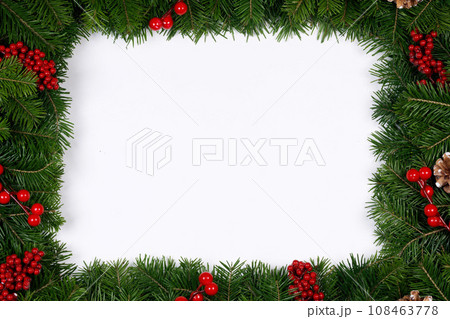 Fir branches on white Fir branches on white 108463778
