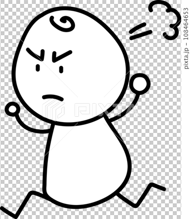 A simple person running with a deformed angry face A simple person running with a deformed angry face 108464653